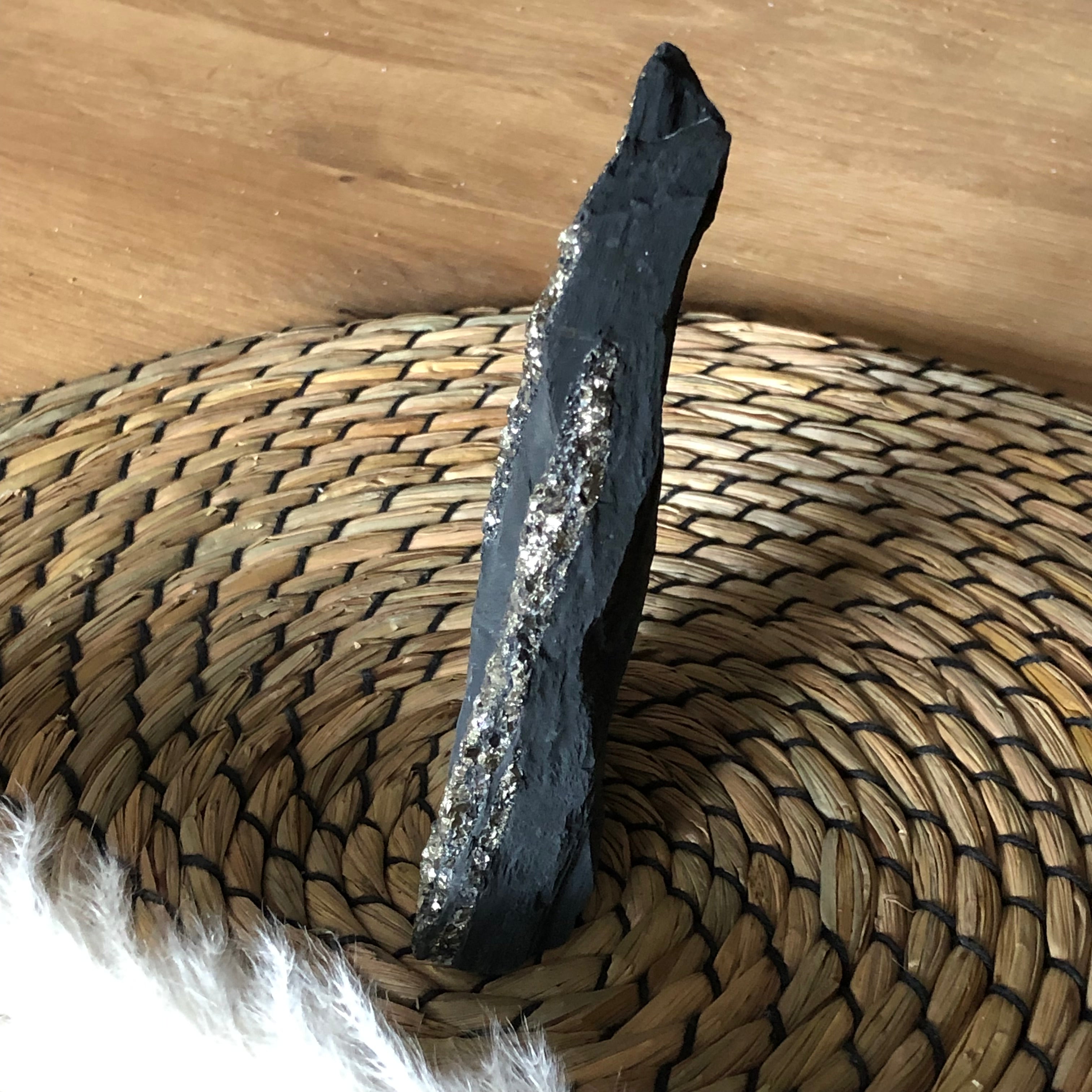 Schungit mit Pyrit freistehend Brasilien