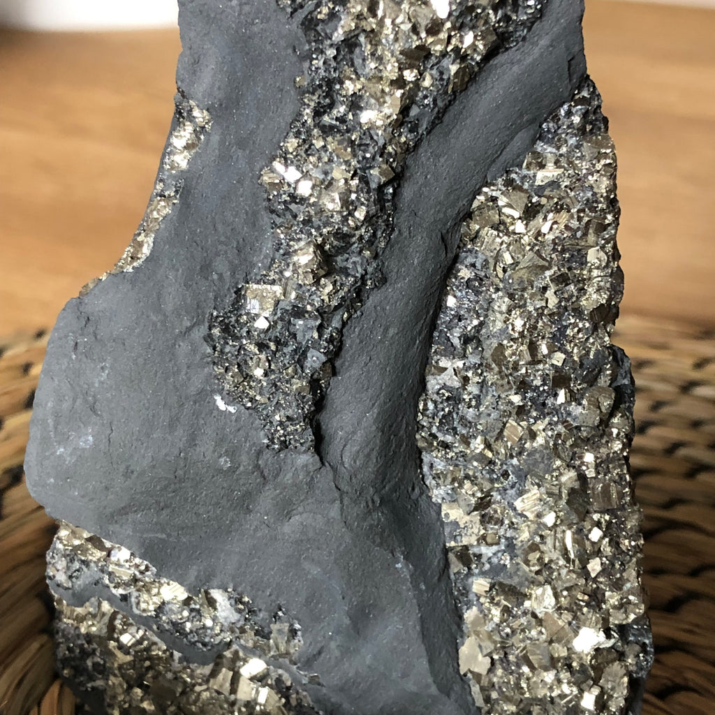 Schungit mit Pyrit freistehend Brasilien