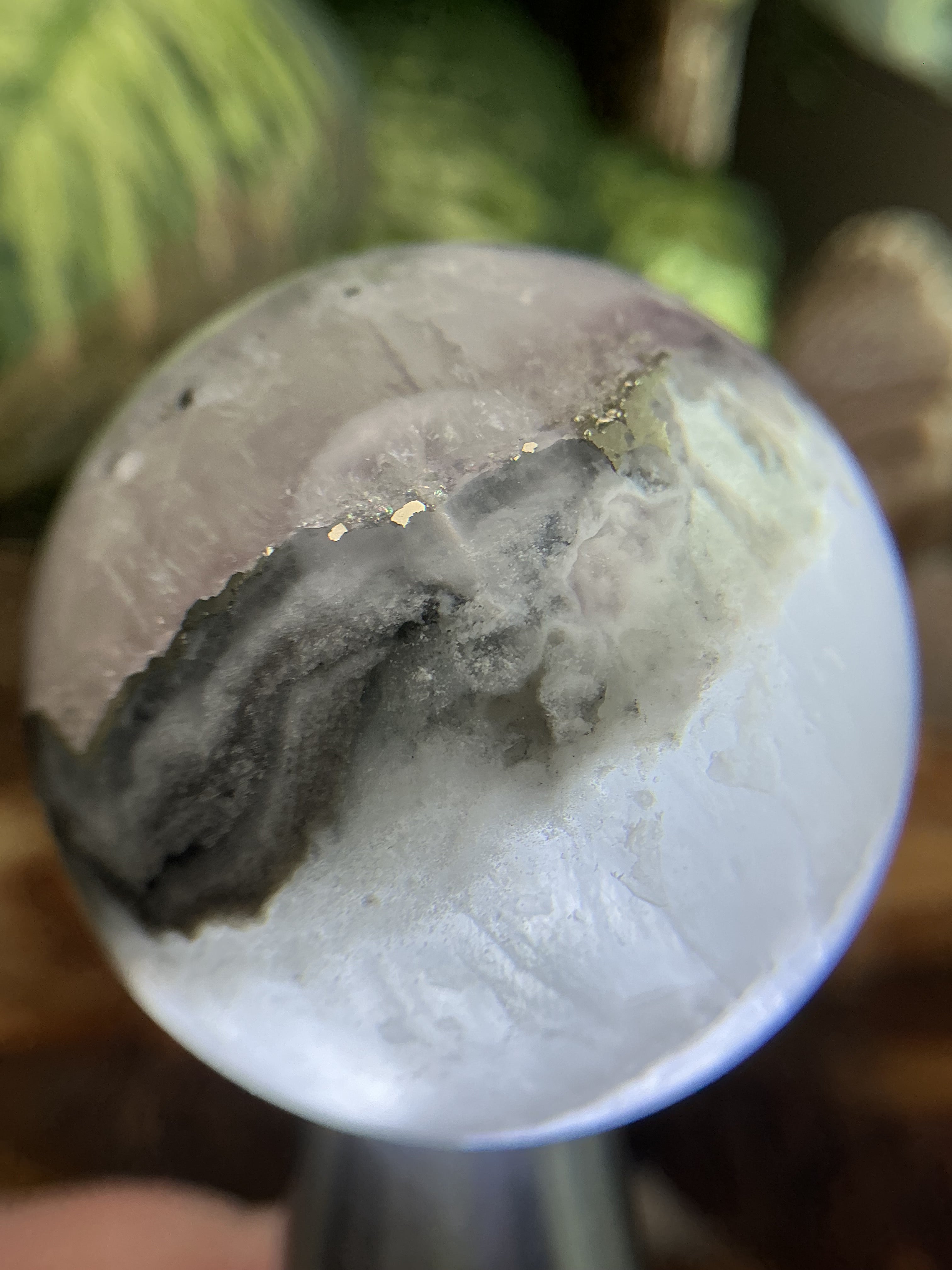 klare Fluorit mit Pyrit Kugel