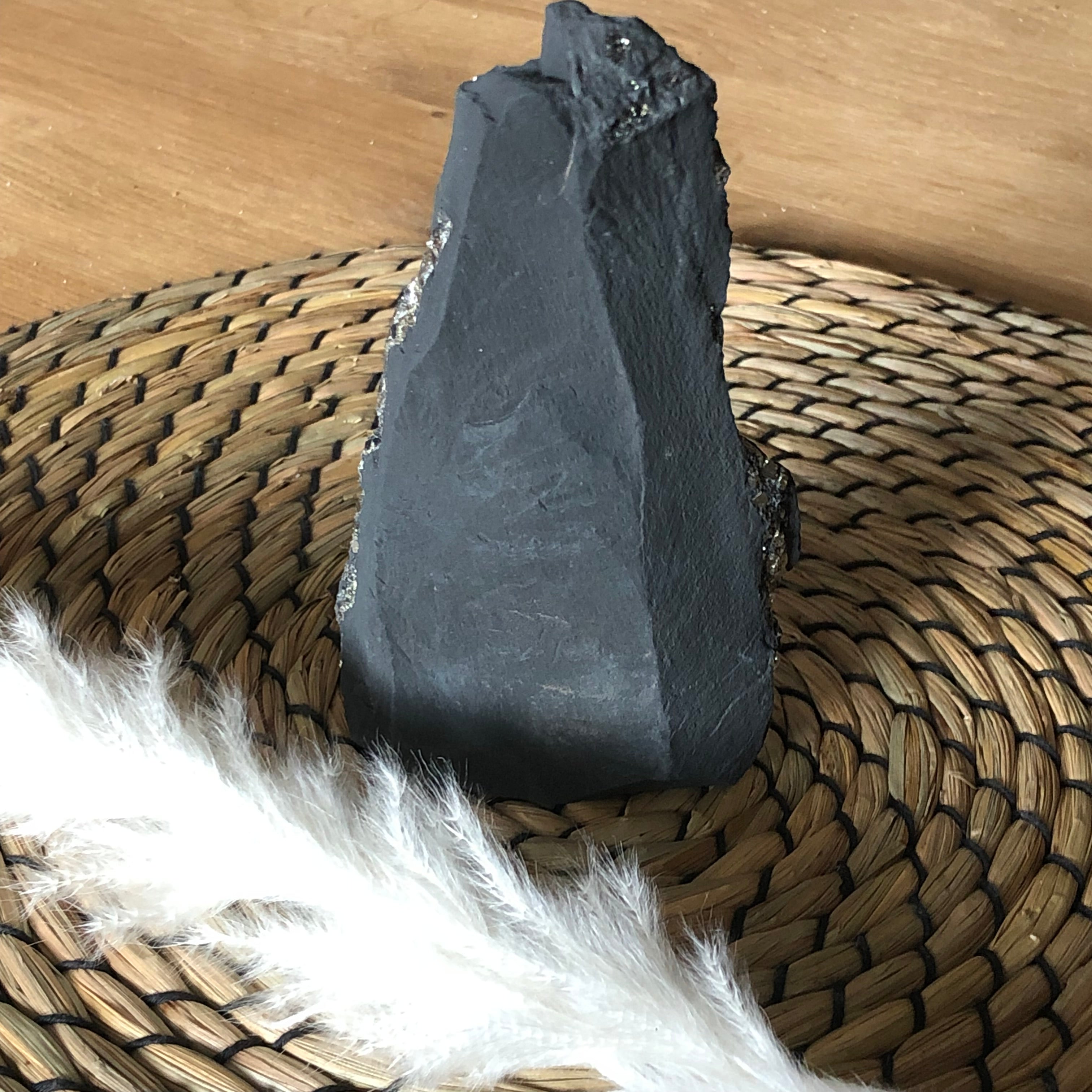 Schungit mit Pyrit freistehend Brasilien