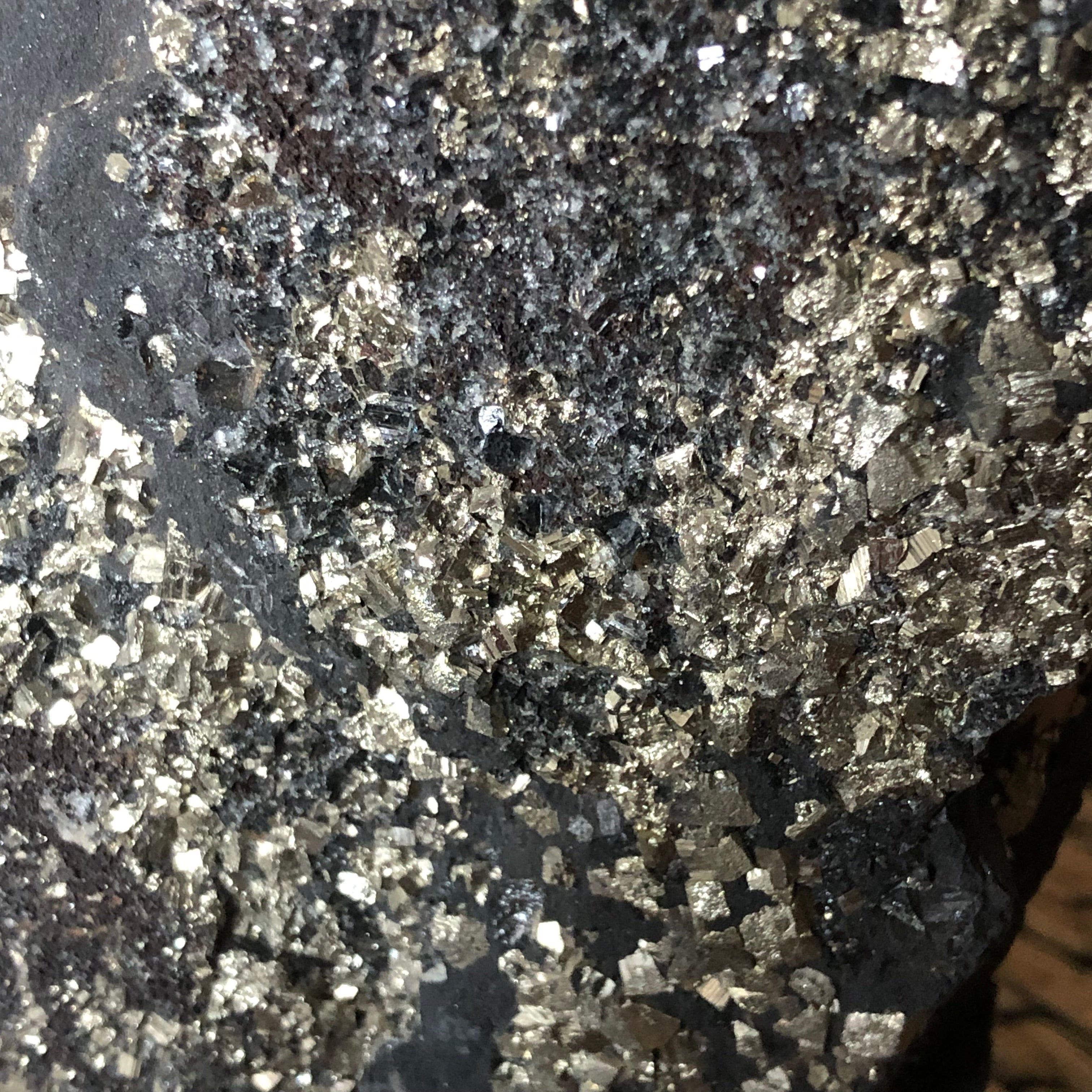 Schungit mit Pyrit freistehend (groß)